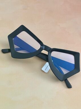 Anthropologie Bold Black Geometric- Butterfly Anti Blue Light Glasses